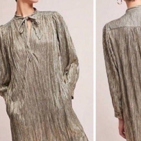 EUC Anthropologie Sabina Musayev Gold Grey Cocktail Dress - Size XS - Picture 4 of 4